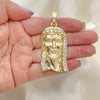 Dije Religioso 05.120.0008 Oro Laminado, Diseño de Jesus, con Blanca Zirconia Cubica, Pulido, Tono Dorado