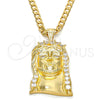 Dije Religioso 05.120.0008 Oro Laminado, Diseño de Jesus, con Blanca Zirconia Cubica, Pulido, Tono Dorado