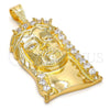 Dije Religioso 05.120.0008 Oro Laminado, Diseño de Jesus, con Blanca Zirconia Cubica, Pulido, Tono Dorado