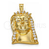 Dije Religioso 05.120.0008 Oro Laminado, Diseño de Jesus, con Blanca Zirconia Cubica, Pulido, Tono Dorado