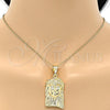 Dije Religioso 05.120.0015 Oro Laminado, Diseño de Jesus, con Blanca Zirconia Cubica, Pulido, Tono Dorado