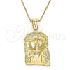Dije Religioso 05.120.0015 Oro Laminado, Diseño de Jesus, con Blanca Zirconia Cubica, Pulido, Tono Dorado