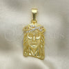 Dije Religioso 05.120.0015 Oro Laminado, Diseño de Jesus, con Blanca Zirconia Cubica, Pulido, Tono Dorado