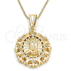 Dije Religioso 05.120.0030 Oro Laminado, Diseño de Guadalupe, con Blanca Zirconia Cubica, Pulido, Tono Dorado