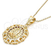Dije Religioso 05.120.0030 Oro Laminado, Diseño de Guadalupe, con Blanca Zirconia Cubica, Pulido, Tono Dorado