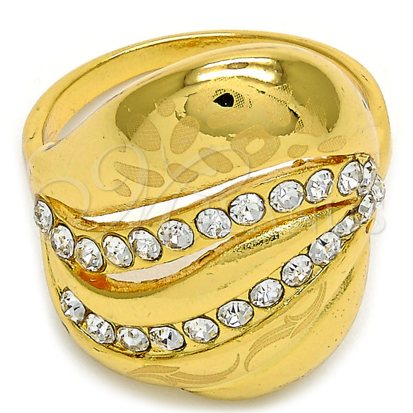 Anillo Multi Piedra 01.241.0002.07 Oro Laminado, con Blanca Cristal, Pulido, Tono Dorado (Size 7)