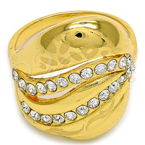 Anillo Multi Piedra 01.241.0002.07 Oro Laminado, con Blanca Cristal, Pulido, Tono Dorado (Size 7)