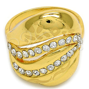 Anillo Multi Piedra 01.241.0002.08 Oro Laminado, con Blanca Cristal, Pulido, Tono Dorado (Size 8)