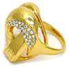 Anillo Multi Piedra 01.241.0004.07 Oro Laminado, Diseño de Llave Griega, con Blanca Cristal, Pulido, Tono Dorado (Size 7)