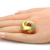 Anillo Multi Piedra 01.241.0004.10 Oro Laminado, Diseño de Llave Griega, con Blanca Cristal, Pulido, Tono Dorado (Size 10)