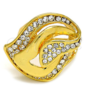 Anillo Multi Piedra 01.241.0005.07 Oro Laminado, con Blanca Cristal, Pulido, Tono Dorado (Size 7)