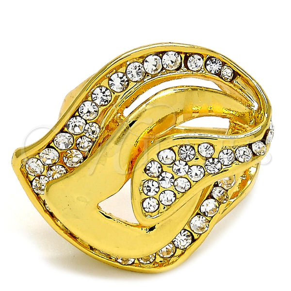 Anillo Multi Piedra 01.241.0005.10 Oro Laminado, con Blanca Cristal, Pulido, Tono Dorado (Size 10)