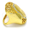 Anillo Multi Piedra 01.241.0007.09 Oro Laminado, Diseño de Flor, con Blanca Cristal, Pulido, Tono Dorado (Size 9)