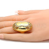 Anillo Multi Piedra 01.241.0007.10 Oro Laminado, Diseño de Flor, con Blanca Cristal, Pulido, Tono Dorado (Size 10)