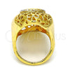 Anillo Multi Piedra 01.241.0007.10 Oro Laminado, Diseño de Flor, con Blanca Cristal, Pulido, Tono Dorado (Size 10)