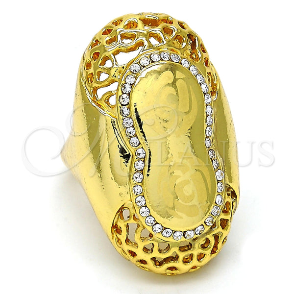 Anillo Multi Piedra 01.241.0007.10 Oro Laminado, Diseño de Flor, con Blanca Cristal, Pulido, Tono Dorado (Size 10)