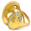 Anillo Multi Piedra 01.241.0009.09 Oro Laminado, Diseño de Llave Griega, con Blanca Cristal, Pulido, Tono Dorado (Size 9)