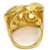 Anillo Multi Piedra 01.241.0009.09 Oro Laminado, Diseño de Llave Griega, con Blanca Cristal, Pulido, Tono Dorado (Size 9)