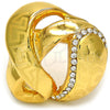 Anillo Multi Piedra 01.241.0009.09 Oro Laminado, Diseño de Llave Griega, con Blanca Cristal, Pulido, Tono Dorado (Size 9)