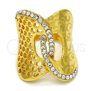 Anillo Multi Piedra 01.241.0011.08 Oro Laminado, con Blanca Cristal, Pulido, Tono Dorado (Size 8)