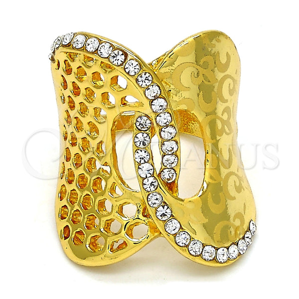 Anillo Multi Piedra 01.241.0011.08 Oro Laminado, con Blanca Cristal, Pulido, Tono Dorado (Size 8)
