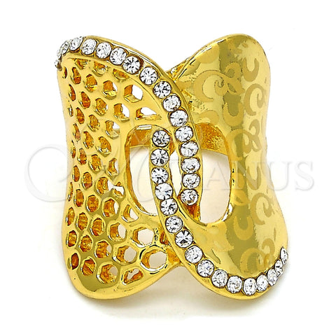 Anillo Multi Piedra 01.241.0011.09 Oro Laminado, con Blanca Cristal, Pulido, Tono Dorado (Size 9)