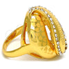Anillo Multi Piedra 01.241.0012.07 Oro Laminado, Diseño de Llave Griega y Corazón, con Blanca Cristal, Pulido, Tono Dorado (Size 7)