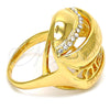 Anillo Multi Piedra 01.241.0013.07 Oro Laminado, Diseño de Llave Griega, con Blanca Cristal, Pulido, Tono Dorado (Size 7)