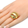 Anillo Multi Piedra 01.241.0013.09 Oro Laminado, Diseño de Llave Griega, con Blanca Cristal, Pulido, Tono Dorado (Size 9)