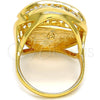 Anillo Multi Piedra 01.241.0013.09 Oro Laminado, Diseño de Llave Griega, con Blanca Cristal, Pulido, Tono Dorado (Size 9)