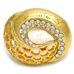 Anillo Multi Piedra 01.241.0014.07 Oro Laminado, con Blanca Cristal, Pulido, Tono Dorado (Size 7)