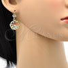 Juego de Arete y Dije de Adulto 10.170.0011 Oro Laminado, Diseño de Flor, Pulido, Tres Tonos