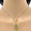 Juego de Arete y Dije de Adulto 10.170.0012 Oro Laminado, Diseño de Corazón, Diamantado, Tono Dorado