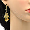 Juego de Arete y Dije de Adulto 10.170.0012 Oro Laminado, Diseño de Corazón, Diamantado, Tono Dorado
