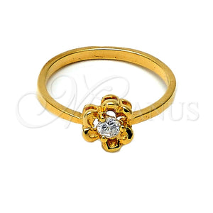 Anillo Multi Piedra 01.155.0047.08 Oro Laminado, Diseño de Flor, con Blanca Zirconia Cubica, Pulido, Tono Dorado (Size 8)