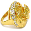 Anillo Multi Piedra 01.241.0016.09 Oro Laminado, Diseño de Gota, con Blanca Cristal, Pulido, Tono Dorado (Size 9)