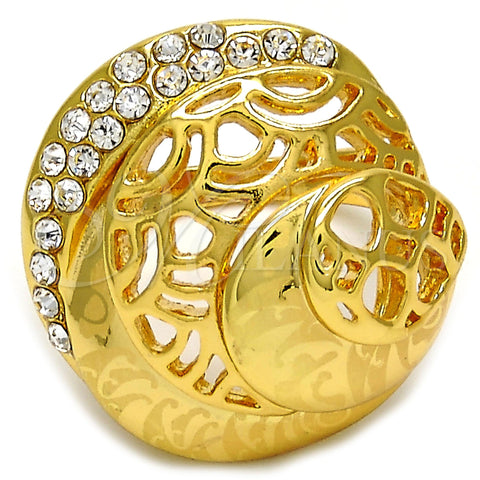 Anillo Multi Piedra 01.241.0016.09 Oro Laminado, Diseño de Gota, con Blanca Cristal, Pulido, Tono Dorado (Size 9)
