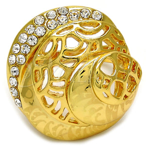 Anillo Multi Piedra 01.241.0016.10 Oro Laminado, Diseño de Gota, con Blanca Cristal, Pulido, Tono Dorado (Size 10)