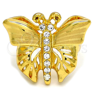 Anillo Multi Piedra 01.241.0017.08 Oro Laminado, Diseño de Mariposa, con Blanca Cristal, Pulido, Tono Dorado (Size 8)