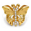 Anillo Multi Piedra 01.241.0017.08 Oro Laminado, Diseño de Mariposa, con Cristal Blanca, Pulido, Tono Dorado (Tamaño 8)