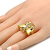 Anillo Multi Piedra 01.241.0017.09 Oro Laminado, Diseño de Mariposa, con Blanca Cristal, Pulido, Tono Dorado (Size 9)