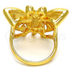 Anillo Multi Piedra 01.241.0017.09 Oro Laminado, Diseño de Mariposa, con Blanca Cristal, Pulido, Tono Dorado (Size 9)