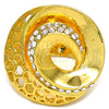 Anillo Multi Piedra 01.241.0018.09 Oro Laminado, Diseño de Espiral, con Blanca Cristal, Pulido, Tono Dorado (Size 9)
