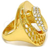 Anillo Multi Piedra 01.241.0018.10 Oro Laminado, Diseño de Espiral, con Blanca Cristal, Pulido, Tono Dorado (Size 10)