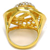Anillo Multi Piedra 01.241.0018.10 Oro Laminado, Diseño de Espiral, con Blanca Cristal, Pulido, Tono Dorado (Size 10)