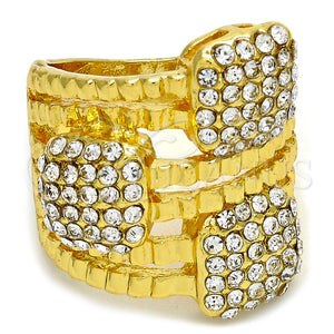 Anillo Multi Piedra 01.241.0019.09 Oro Laminado, con Blanca Cristal, Pulido, Tono Dorado (Size 9)