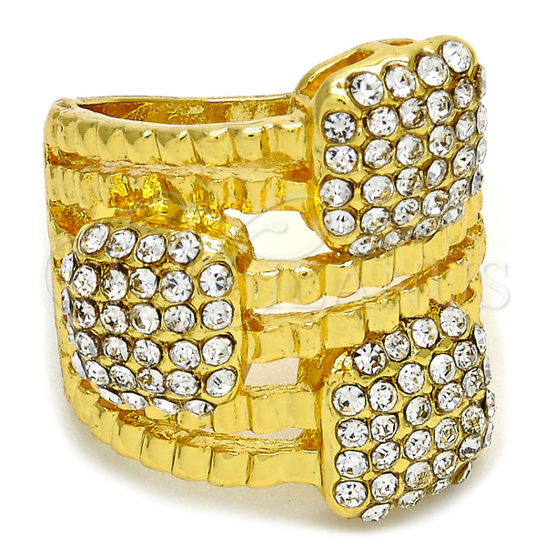 Anillo Multi Piedra 01.241.0019.10 Oro Laminado, con Blanca Cristal, Pulido, Tono Dorado (Size 10)