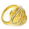 Anillo Multi Piedra 01.241.0020.07 Oro Laminado, con Blanca Cristal, Pulido, Tono Dorado (Size 7)