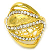 Anillo Multi Piedra 01.241.0020.07 Oro Laminado, con Blanca Cristal, Pulido, Tono Dorado (Size 7)