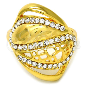 Anillo Multi Piedra 01.241.0020.08 Oro Laminado, con Blanca Cristal, Pulido, Tono Dorado (Size 8)